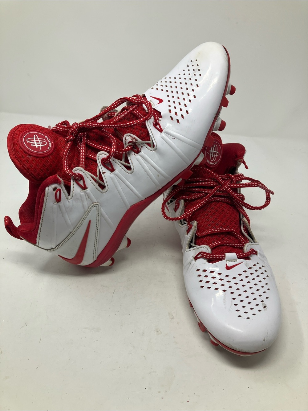 Nike Huarache 4 LAX Mid Athletic Football Lacrosse Cleats White Red Sz 8.5